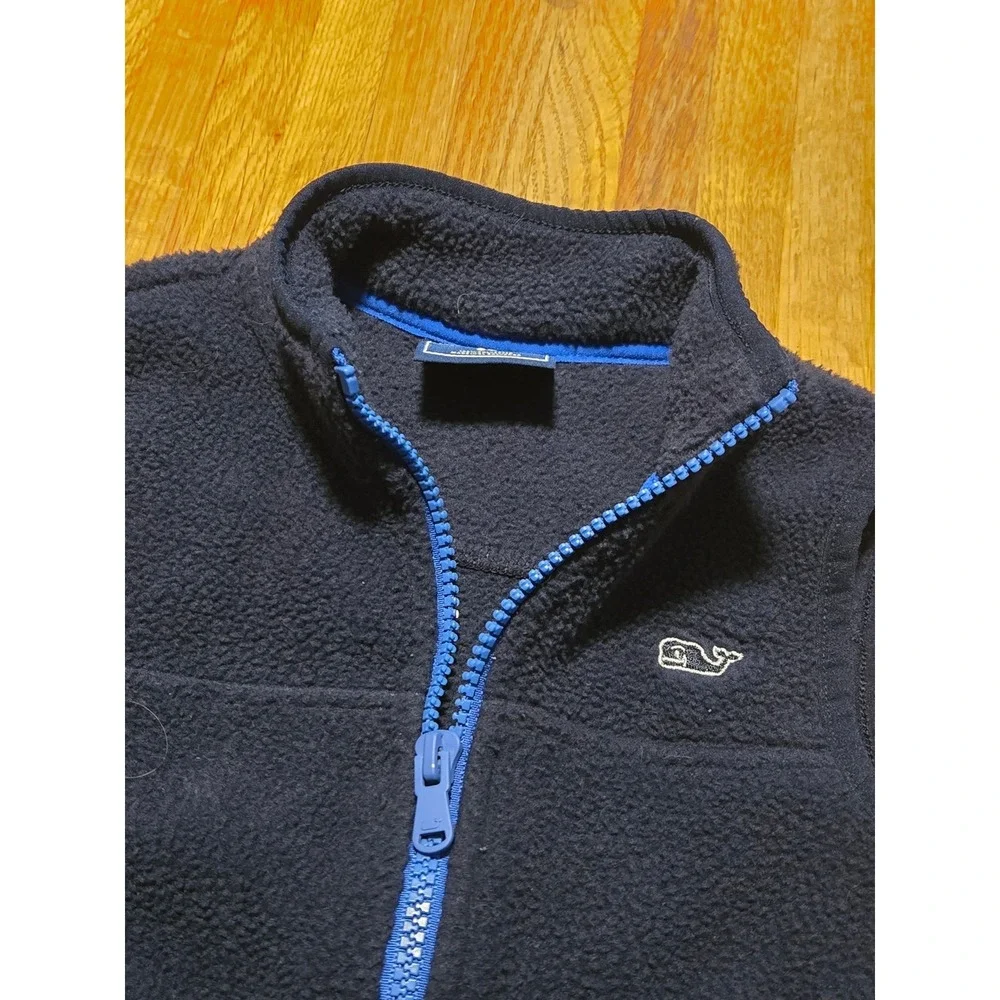 Vineyard Vines Boys 3T‎ Navy Blue Fleece Full Zip Whale Logo Sleeveless Vest
